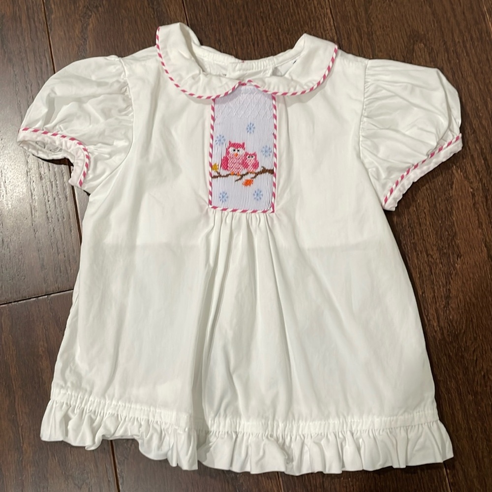 Smocked Owl Top